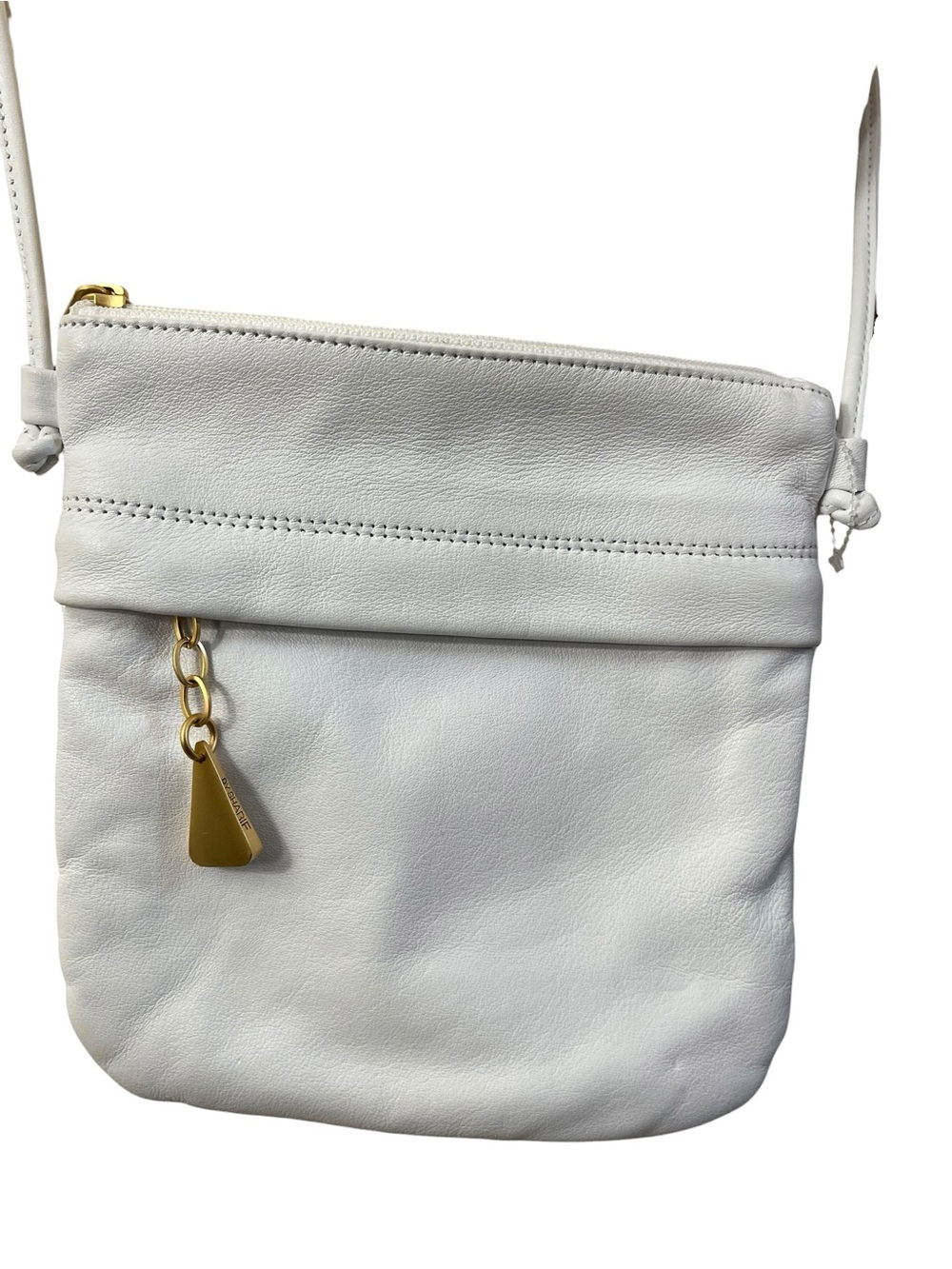 Clean Girl Classic Everyday Sharif White Leather Crossbody w/ Gold Charm Accent